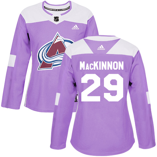Adidas Avalanche #29 Nathan MacKinnon Purple Authentic Fights Cancer Women's Stitched NHL Jersey